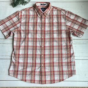 Men’s Arrow Coral Plaid Short Sleeve Button Down